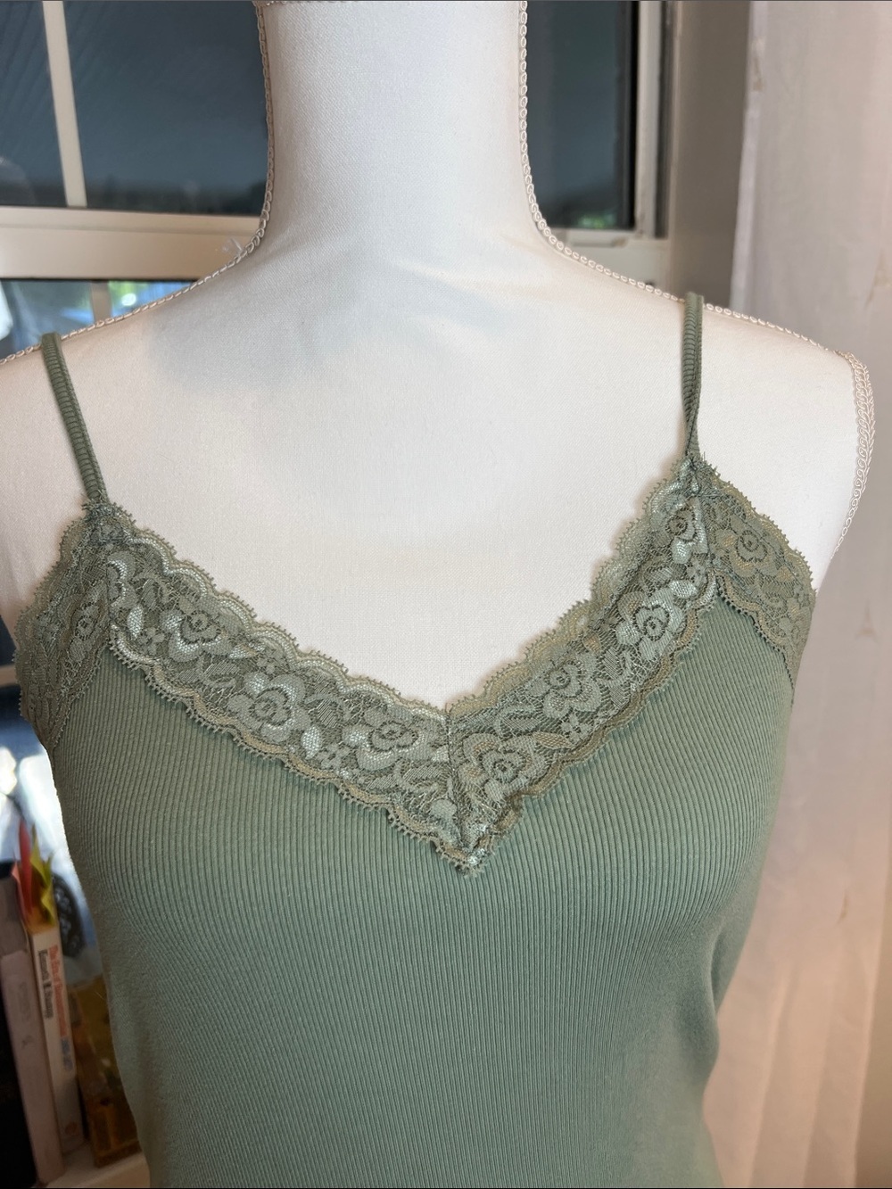 wild fable Sage Green Lace Trim Camisole size medium. - Picture 4 of 9